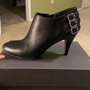 Vince Camuto Black Ankle Booties with Buckle Detail